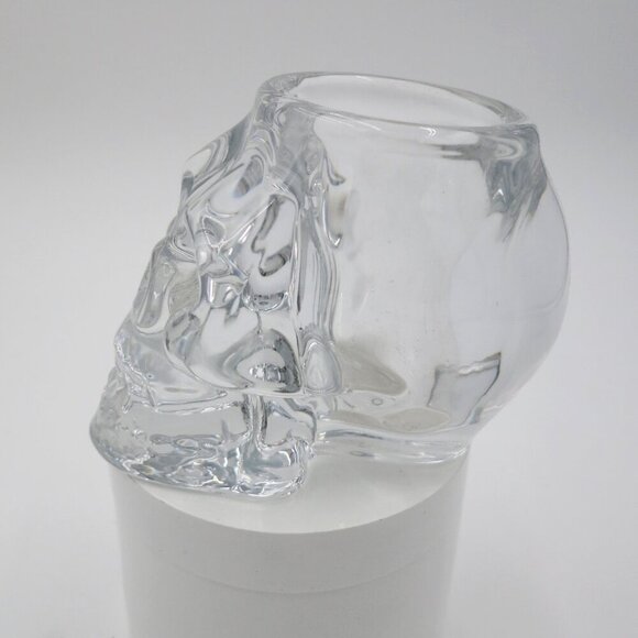 Heavy Clear Glass Skull Holder or Candle Decoration or Small Object Display - Picture 7 of 10